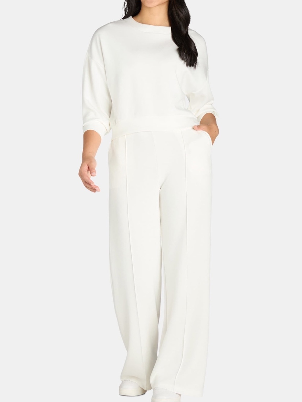 Scoop Women's High Rise Ultimate ScubaKnit Seamed Front Wide Leg Sweatpants NWT